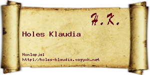 Holes Klaudia névjegykártya